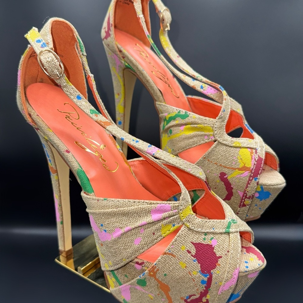 Privileged Multicolor Splatter Heels - Picture 3 of 6